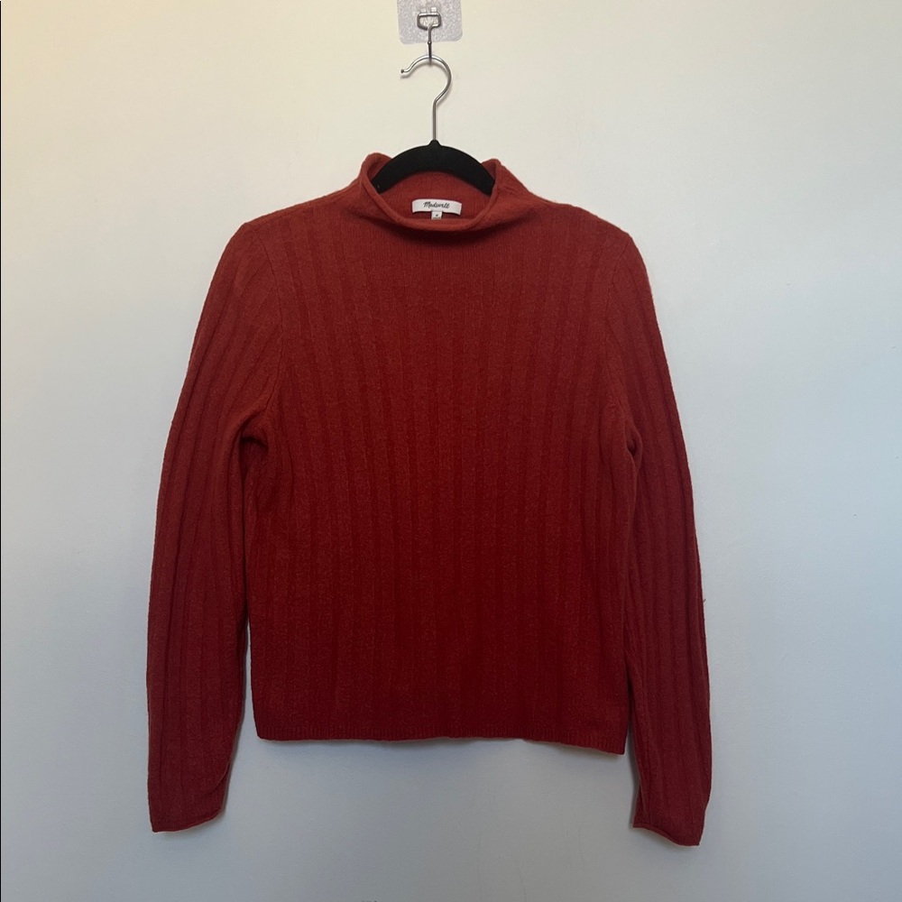 Madewell coral Cowl Neck Ribbed Sweater